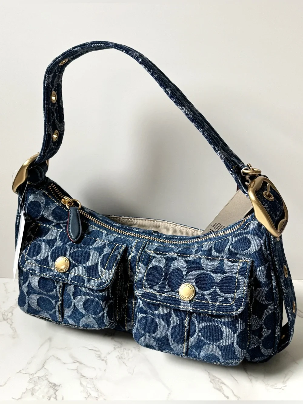 New LIMITED Coach Coachtopia Cargo Shoulder Bag in Signature Blue Denim - Picture 3 of 14